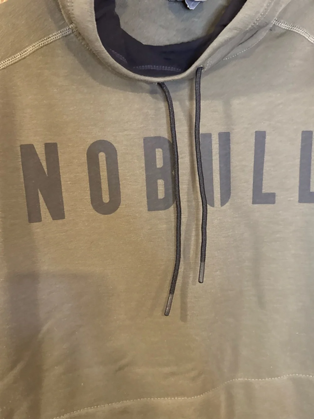 NOBULL Olive Green Men's Hooded Pullover with Black Logo - Picture 3 of 5